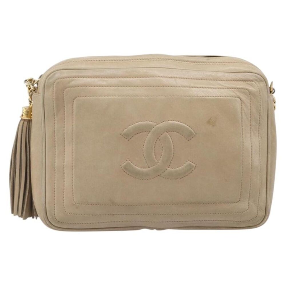 Chanel Vintage Cc Tassel Camera Lambskin Beige Leather Shoulder Bag Bag
